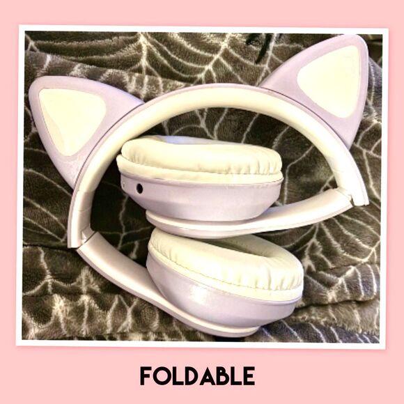 Wireless Headset Foldable, Adjustable~LED Cat Ear Headphones - Picture 4 of 5